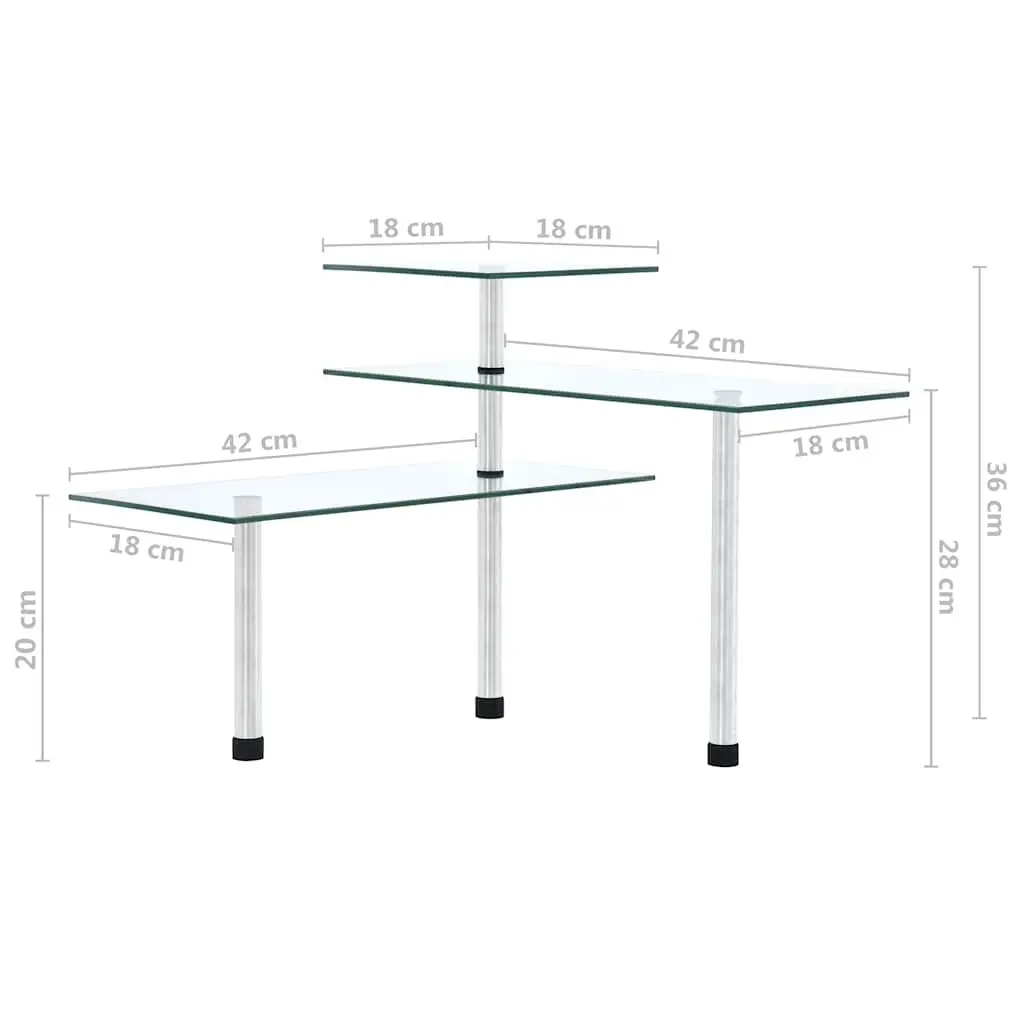 3-Tier Corner Kitchen Shelf Transparent Reinforced Tempered Glass Storage Organiser