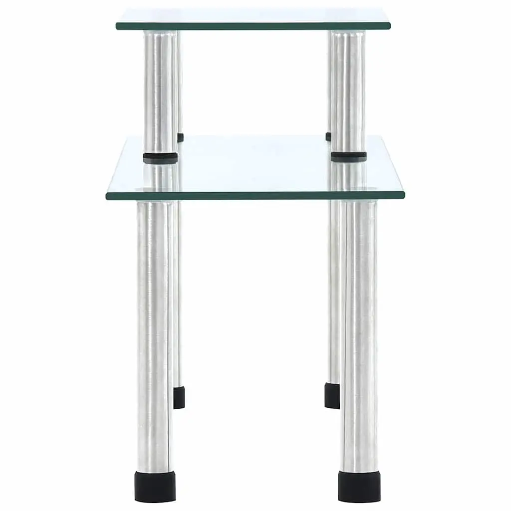 2-Tier Kitchen Shelf Transparent Tempered Glass Organiser Display 45 x 16 x 26 cm