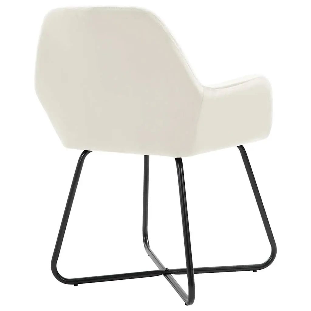 Dining Chairs Set of 2 Cream Velvet Armrest Backrest Kitchen Living Room Seating