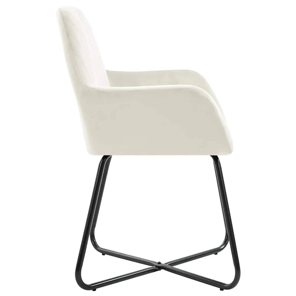 Dining Chairs Set of 2 Cream Velvet Armrest Backrest Kitchen Living Room Seating