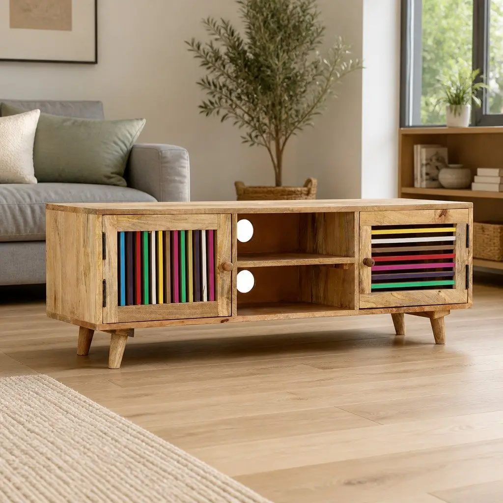 Solid Mango Wood TV Cabinet 120x30x40cm