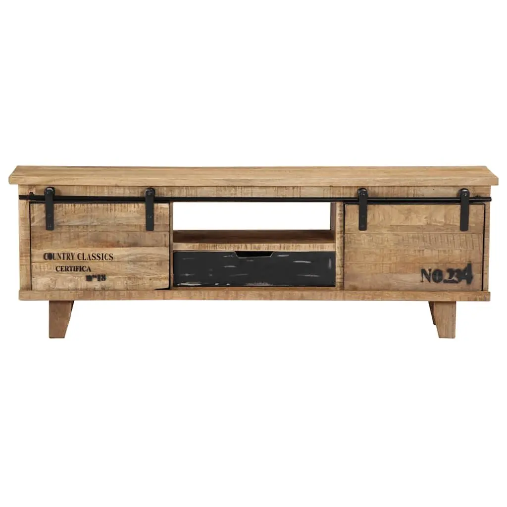 Mango Wood TV Cabinet Brown 120x30x40 cm Lowboard Handmade Storage Unit