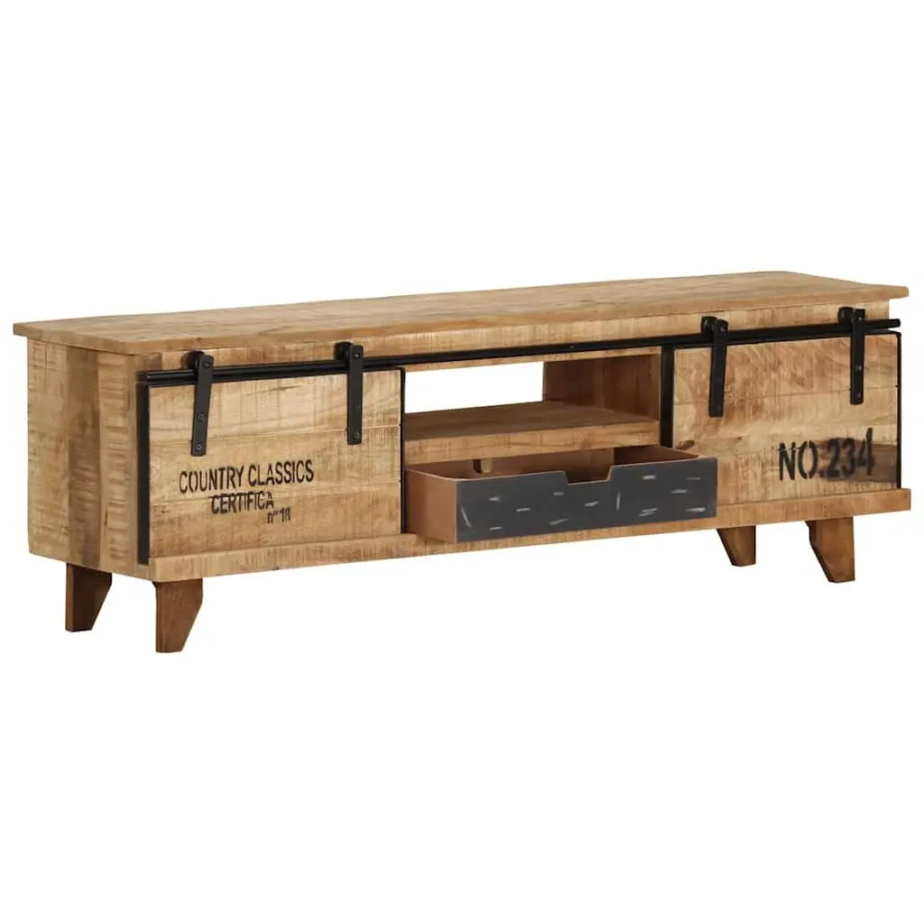 Mango Wood TV Cabinet Brown 120x30x40 cm Lowboard Handmade Storage Unit