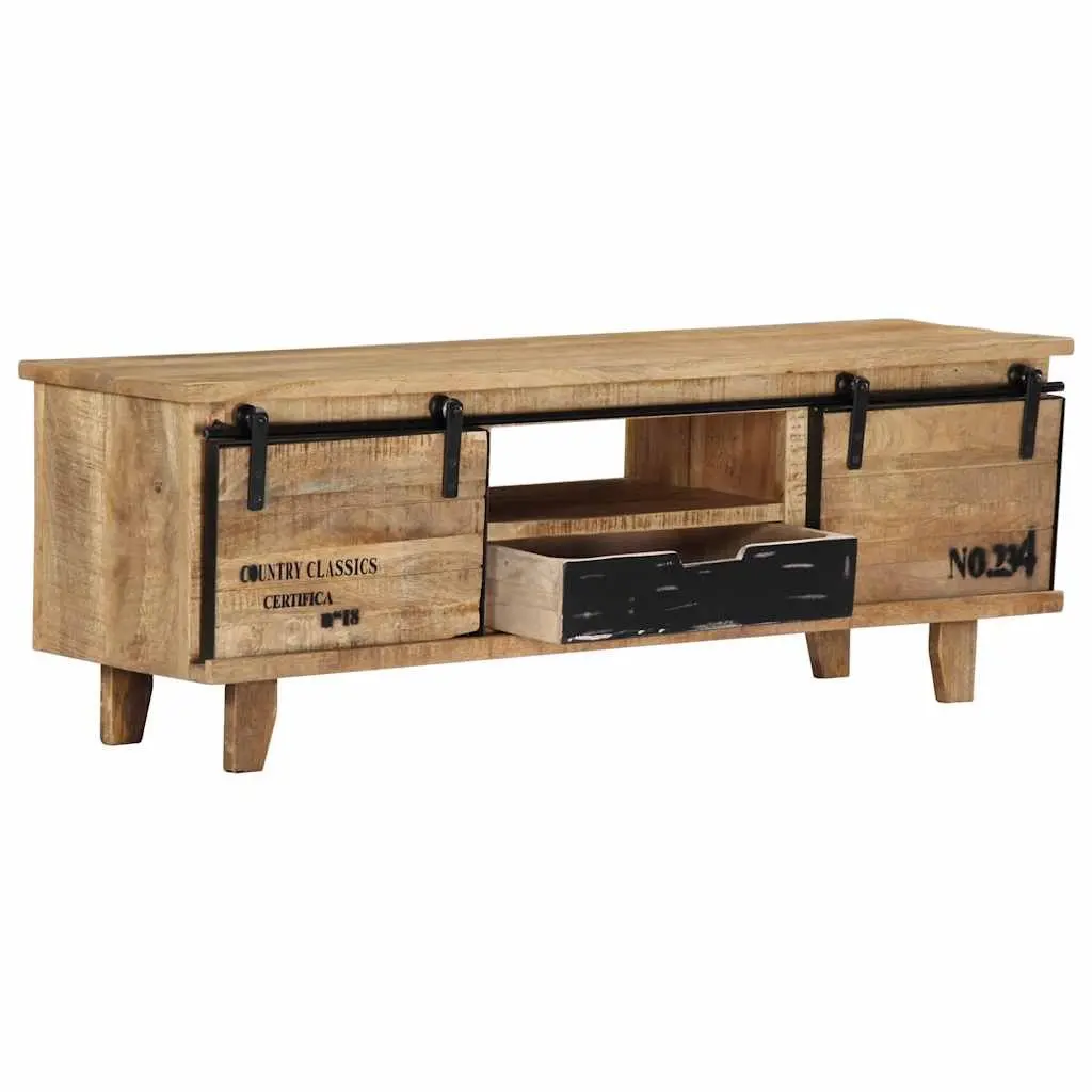 Mango Wood TV Cabinet Brown 120x30x40 cm Lowboard Handmade Storage Unit