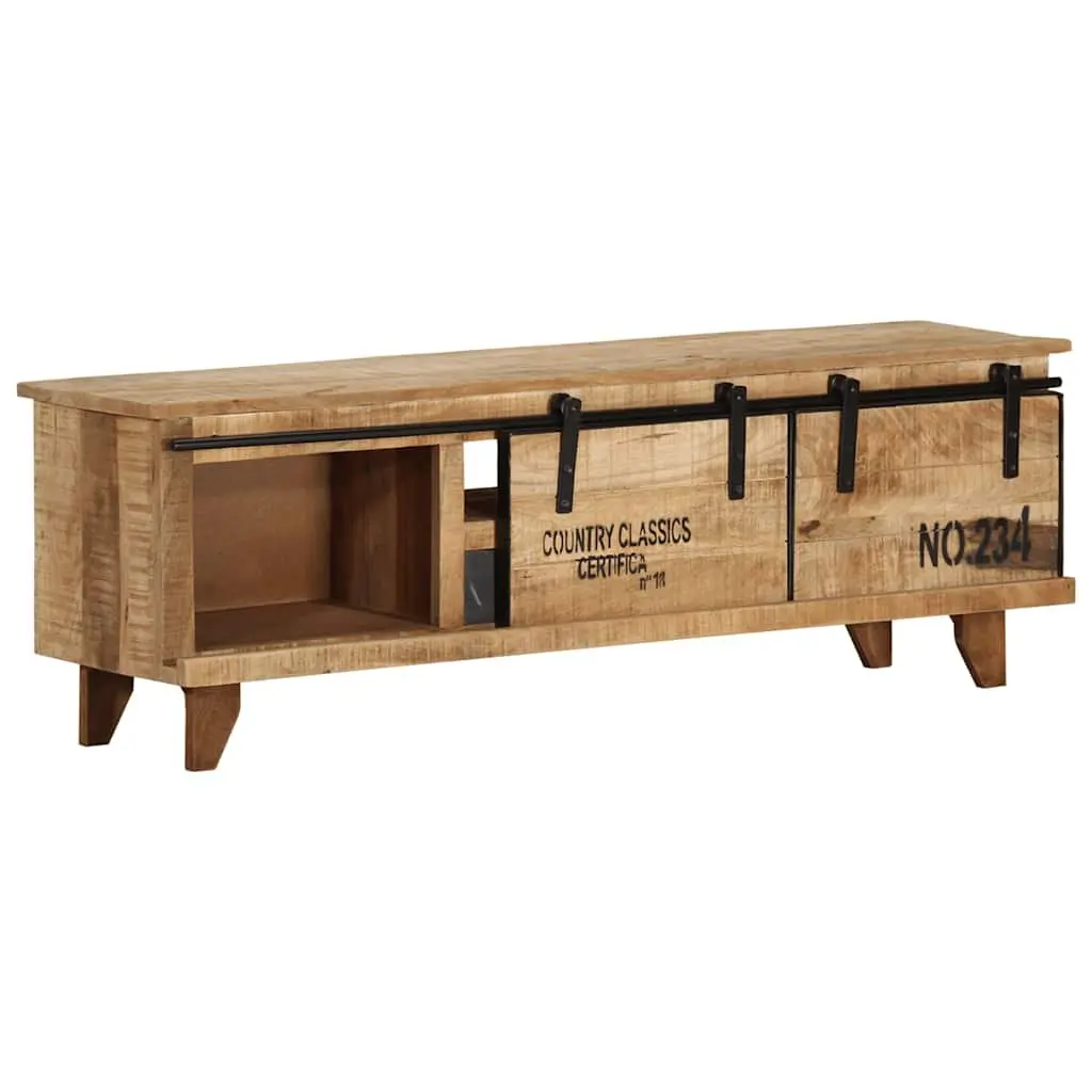 Mango Wood TV Cabinet Brown 120x30x40 cm Lowboard Handmade Storage Unit