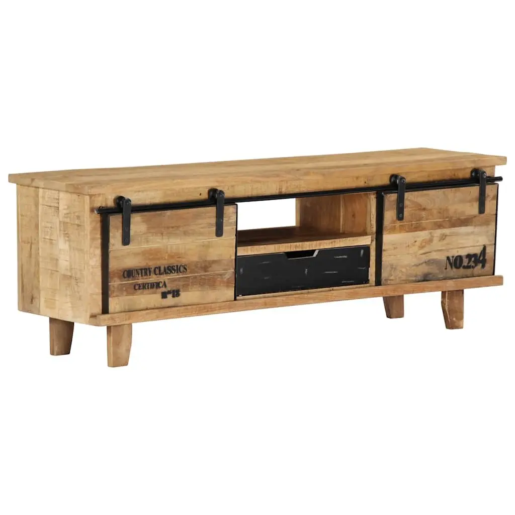 Mango Wood TV Cabinet Brown 120x30x40 cm Lowboard Handmade Storage Unit