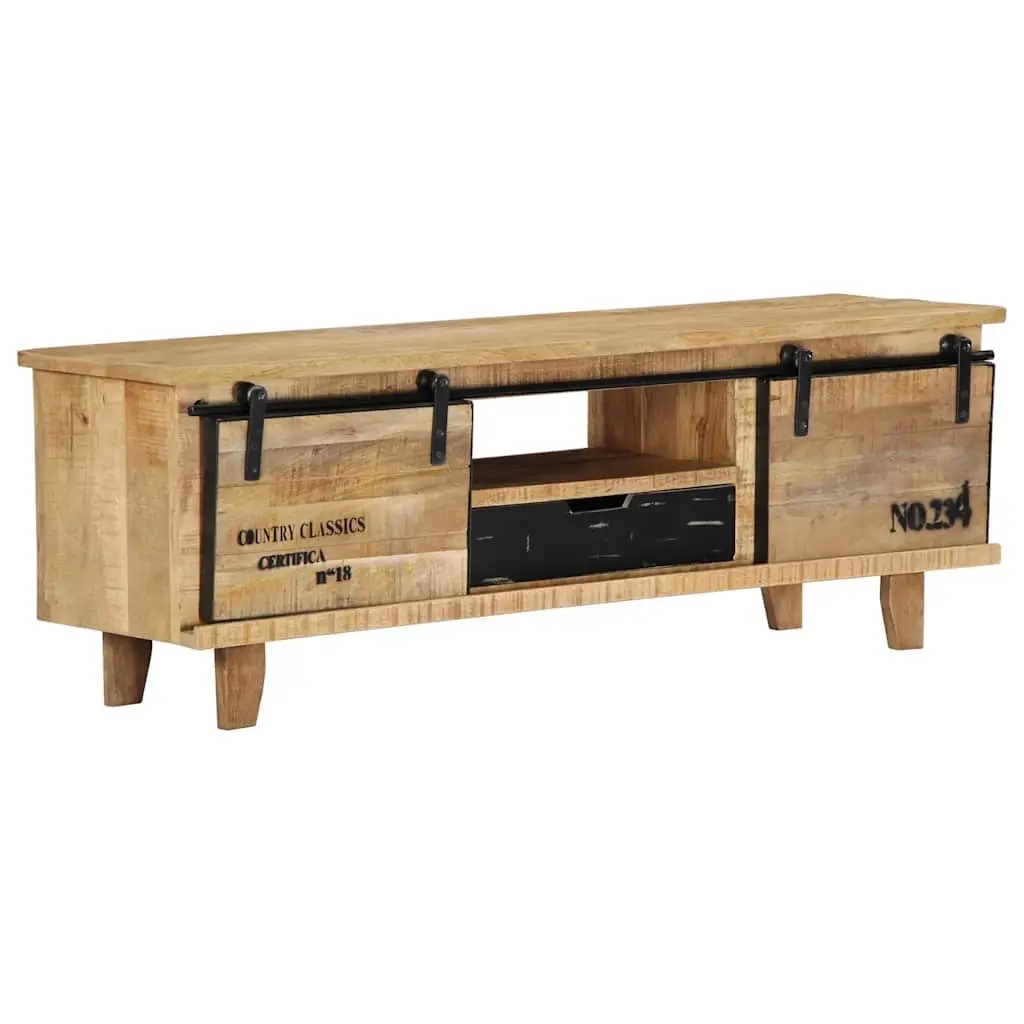 Mango Wood TV Cabinet Brown 120x30x40 cm Lowboard Handmade Storage Unit