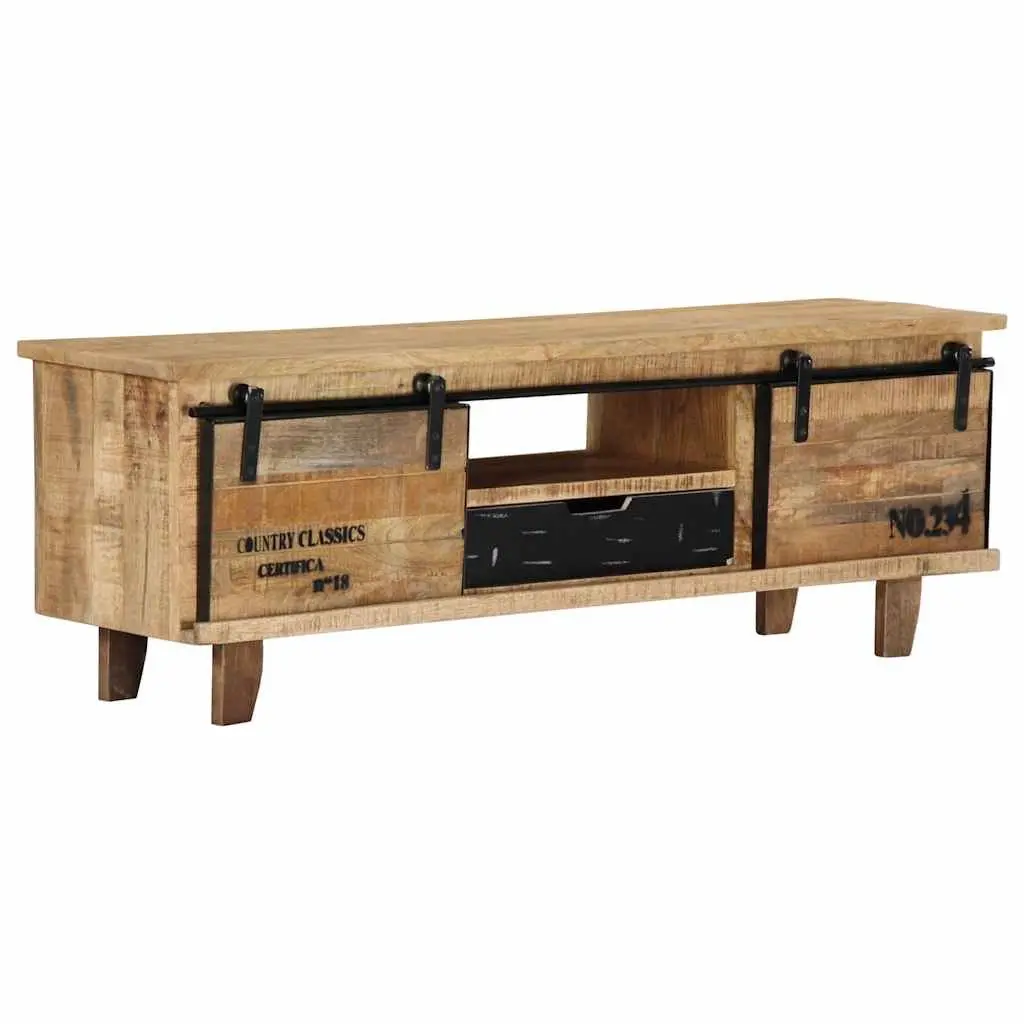 Mango Wood TV Cabinet Brown 120x30x40 cm Lowboard Handmade Storage Unit