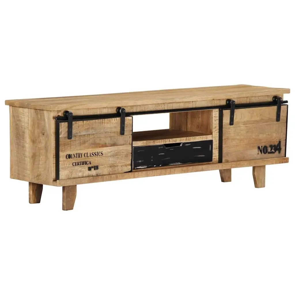 Mango Wood TV Cabinet Brown 120x30x40 cm Lowboard Handmade Storage Unit