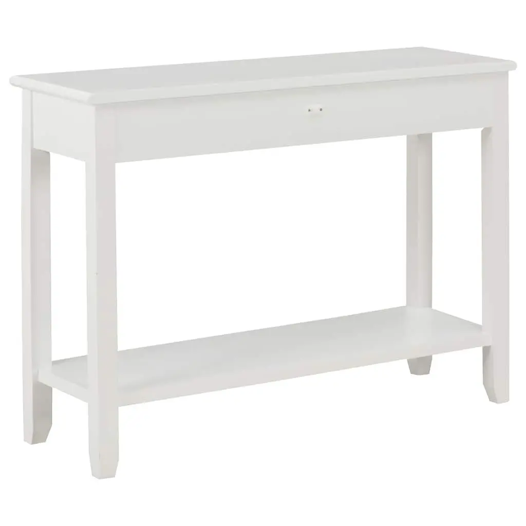 White Console Table 110x35x80 cm with Drawers and Shelf Storage