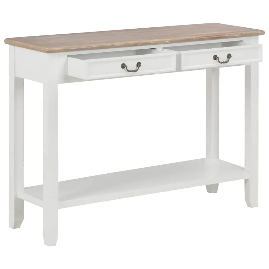 Console Table White 110x35x80 cm Wooden with Drawers and Shelf