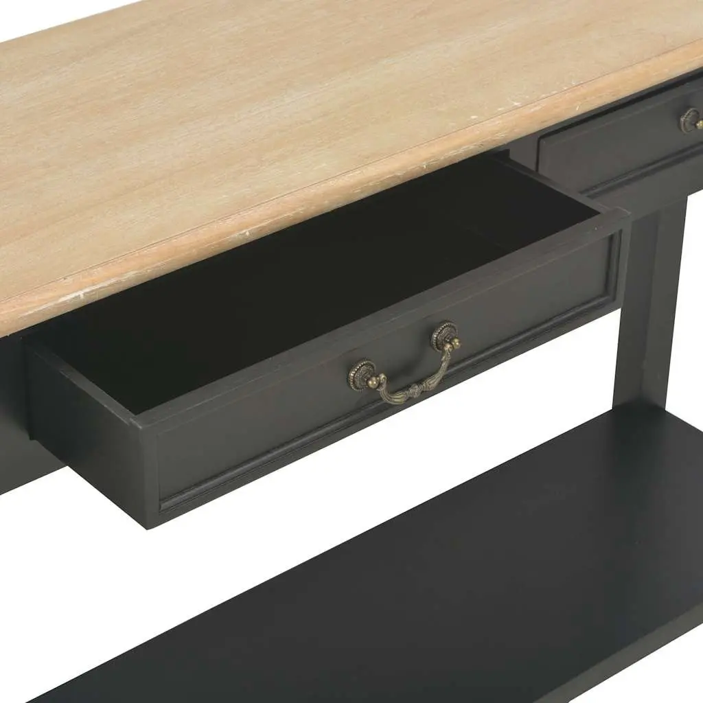 Console Table Black 110x35x80 cm Wood Accent Table with Drawers Shelf