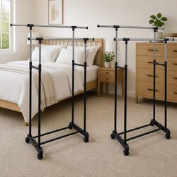Compact Adjustable Clothes Rack Organizer Set for Two