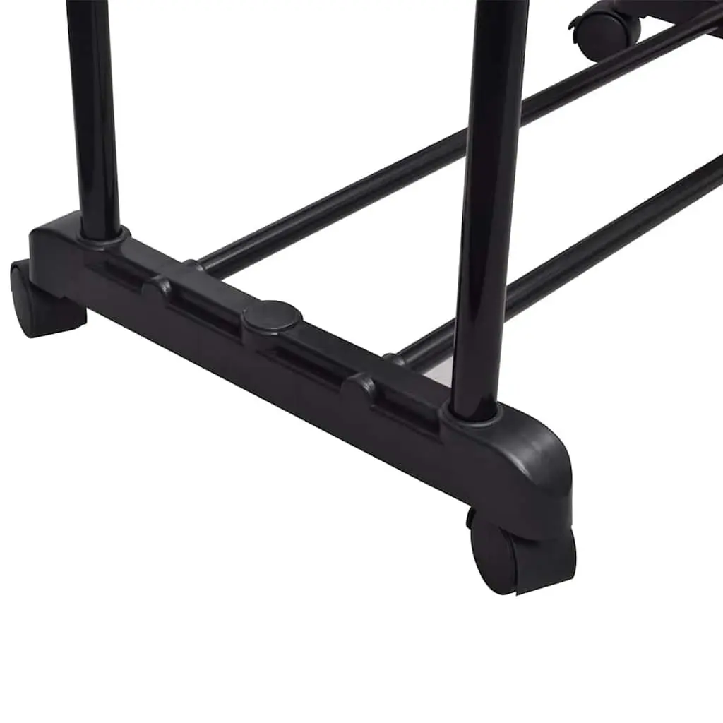 Adjustable Clothes Rack Black 2 Piece Height Adjustable Extendable Hanging Rails