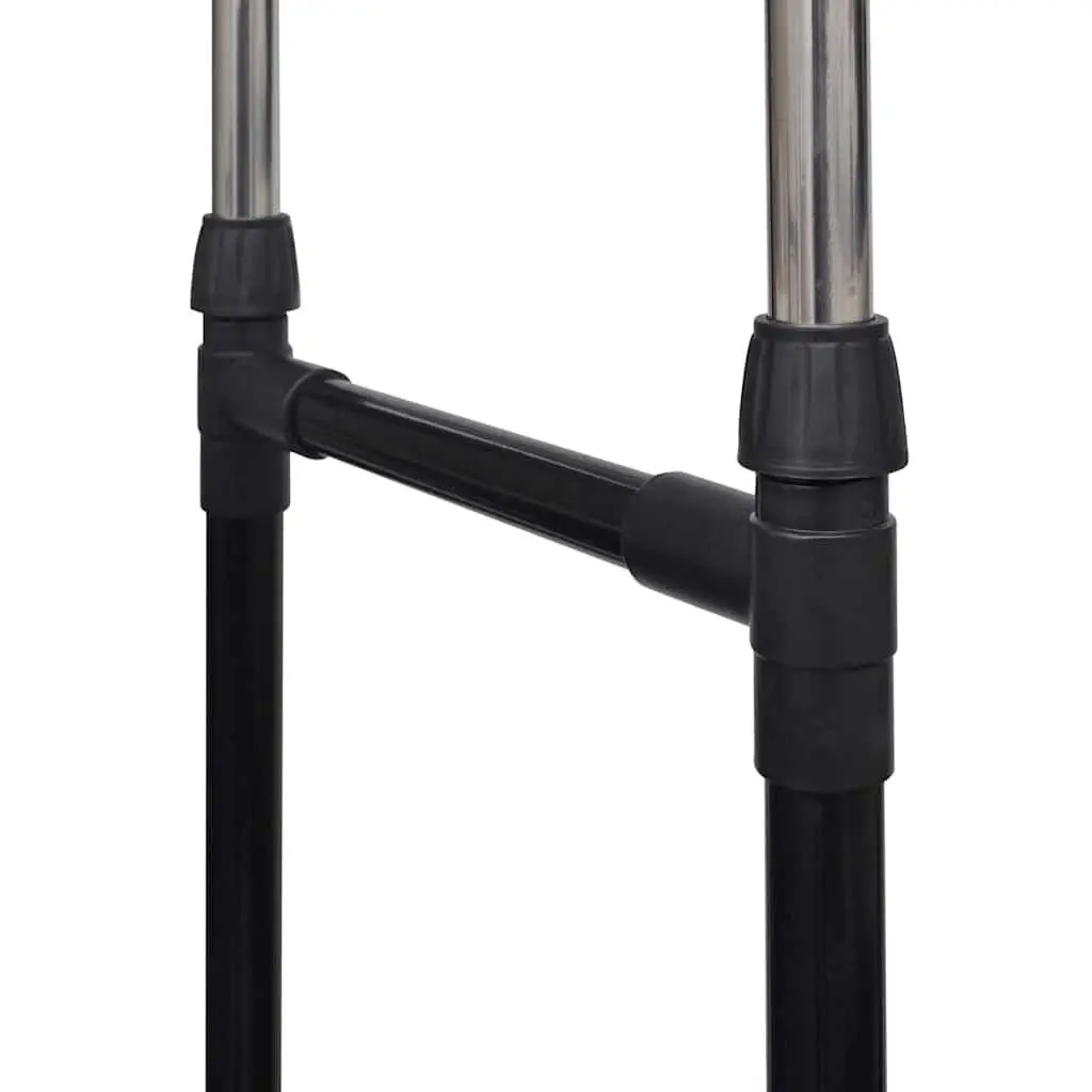 Adjustable Clothes Rack Black 2 Piece Height Adjustable Extendable Hanging Rails