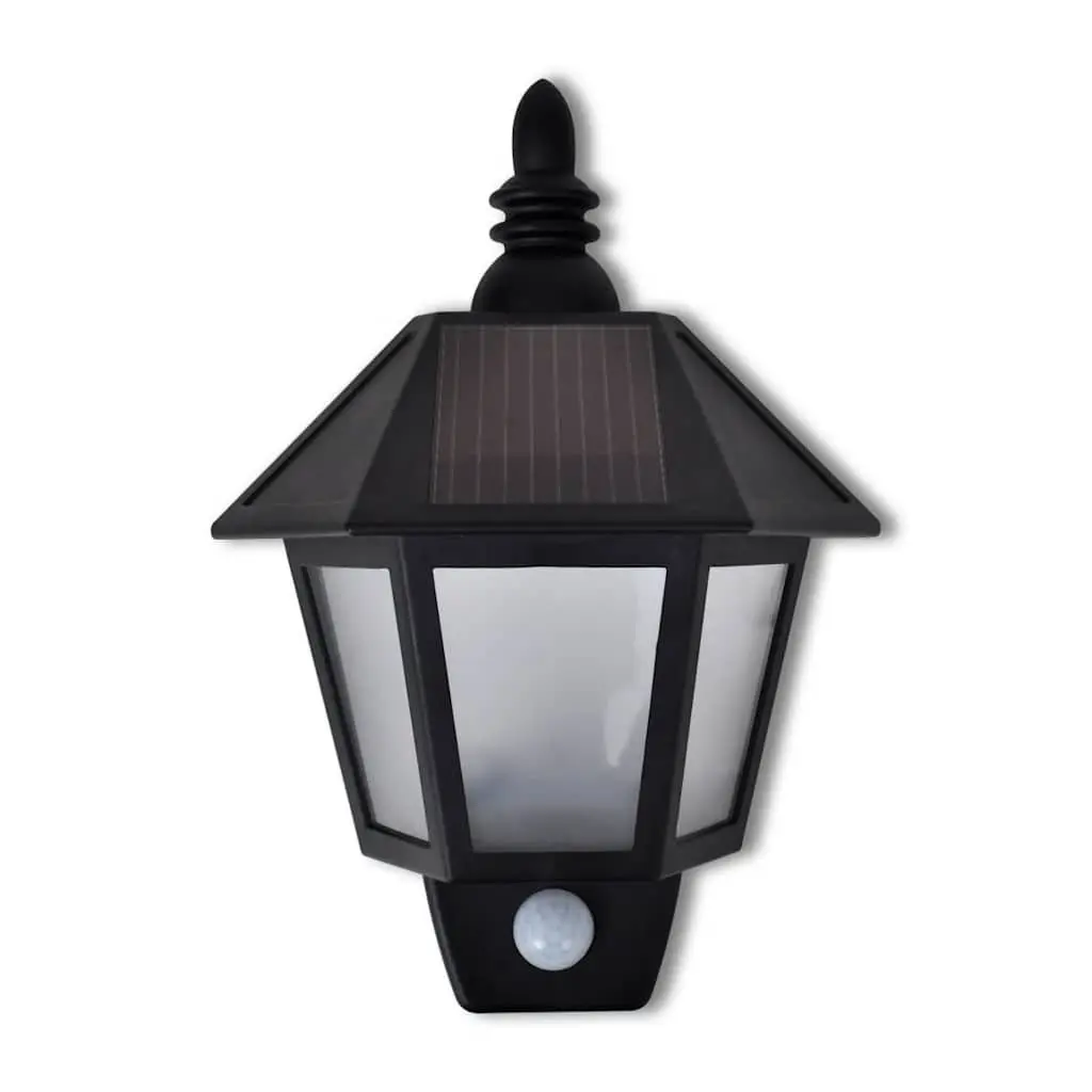 Solar Wall Lamp Black Motion Sensor LED Outdoor Lighting 2 Pack