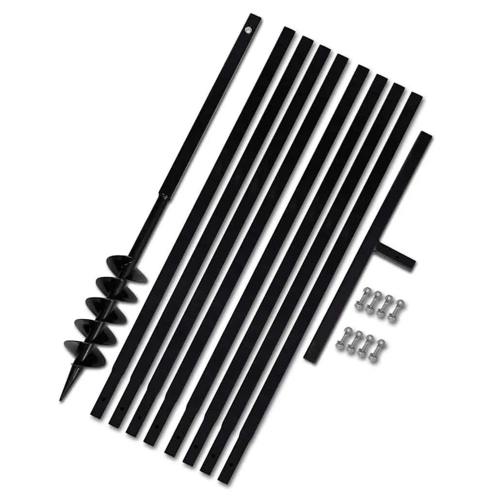 Ground Drill 100mm Steel with Handle and 8 Extension Tubes 9m for Planting Composting Soil Aeration Mixing