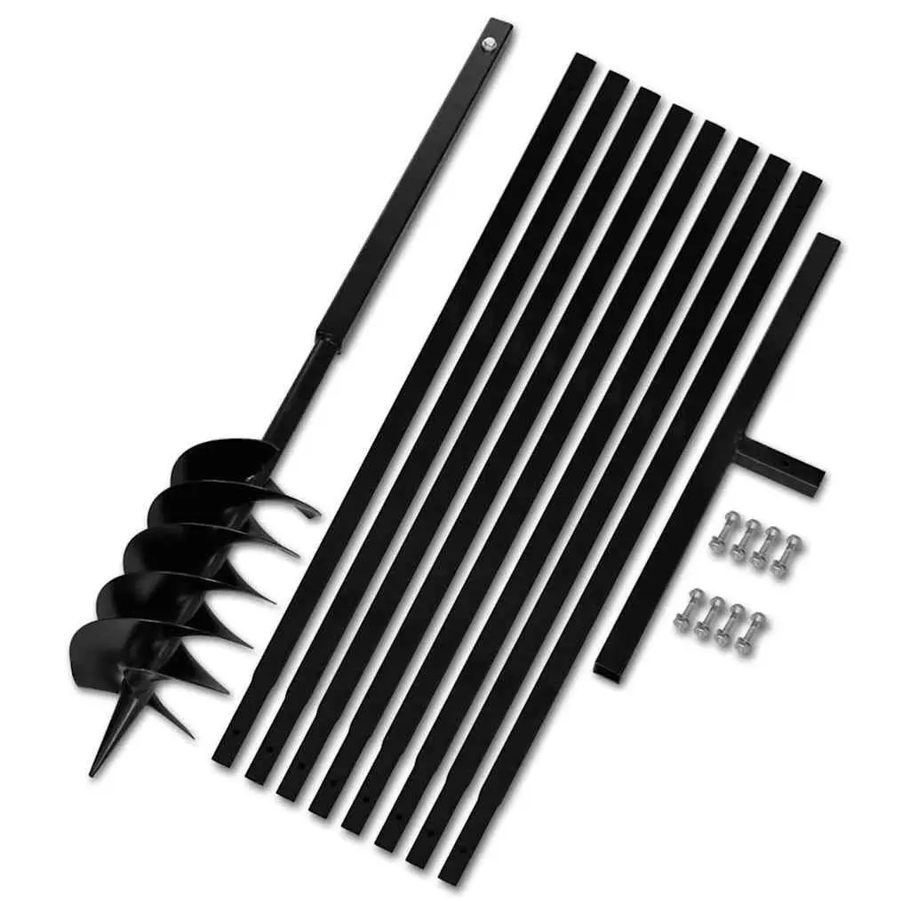 Ground Drill Auger 150mm Steel with Handle Extension Tubes 9m Soil Digging Tool