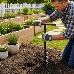 Compact 200mm Ground Drill with 5m Extensions and Handle
