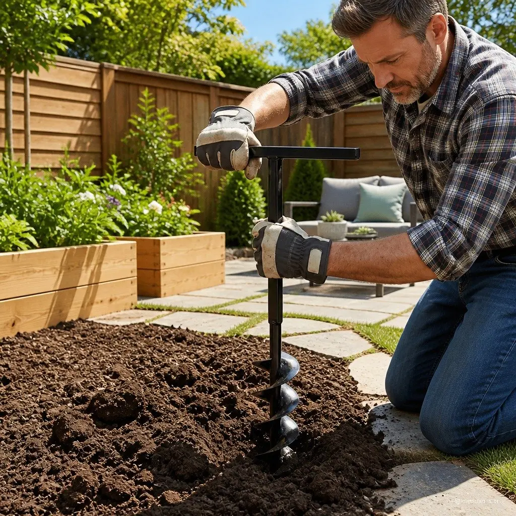 Ground Drill Auger 80mm Steel with Handle and 5m Extension Tubes Gardening Tool