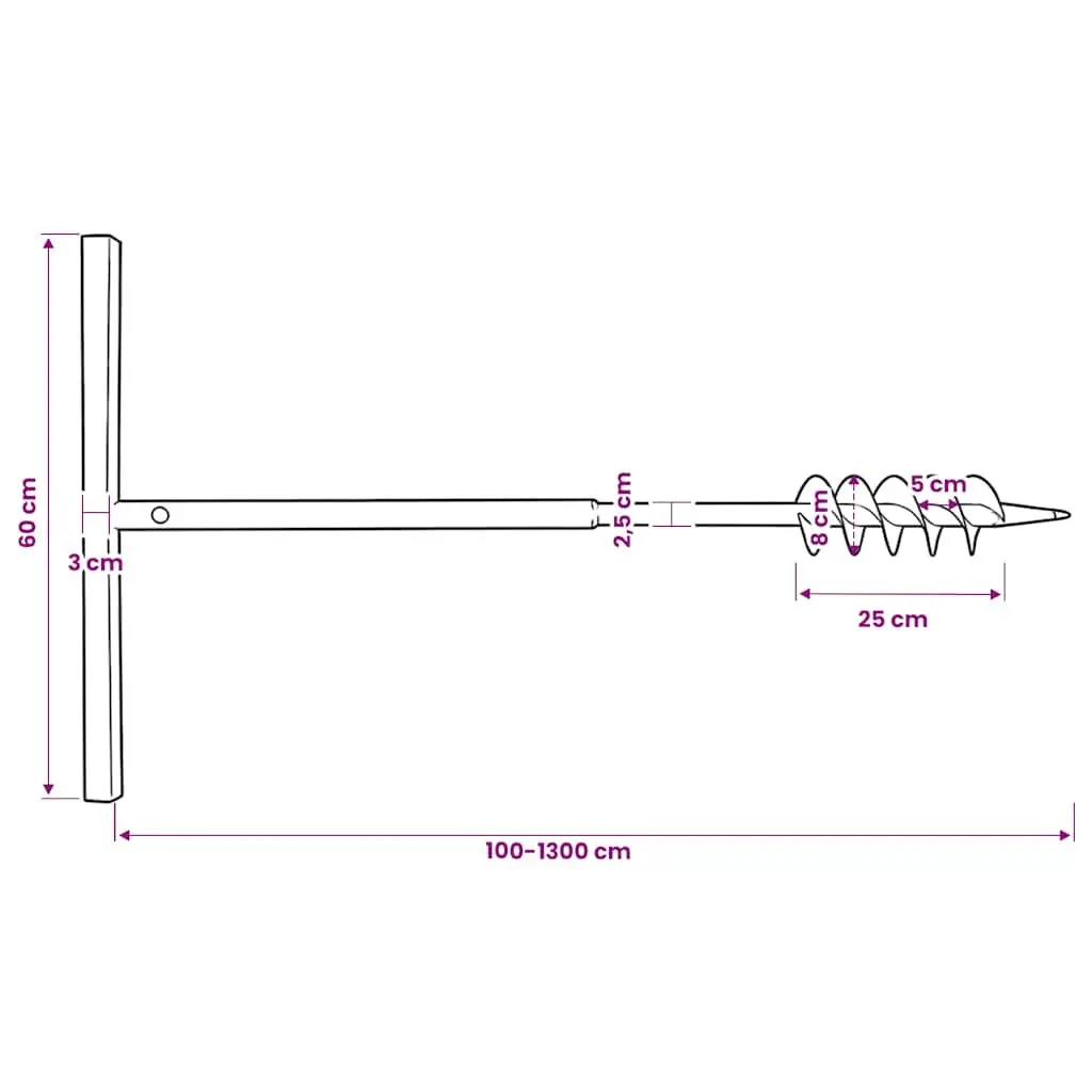 Ground Drill 80mm Steel with Handle and 12 Extension Tubes for Gardening Digging
