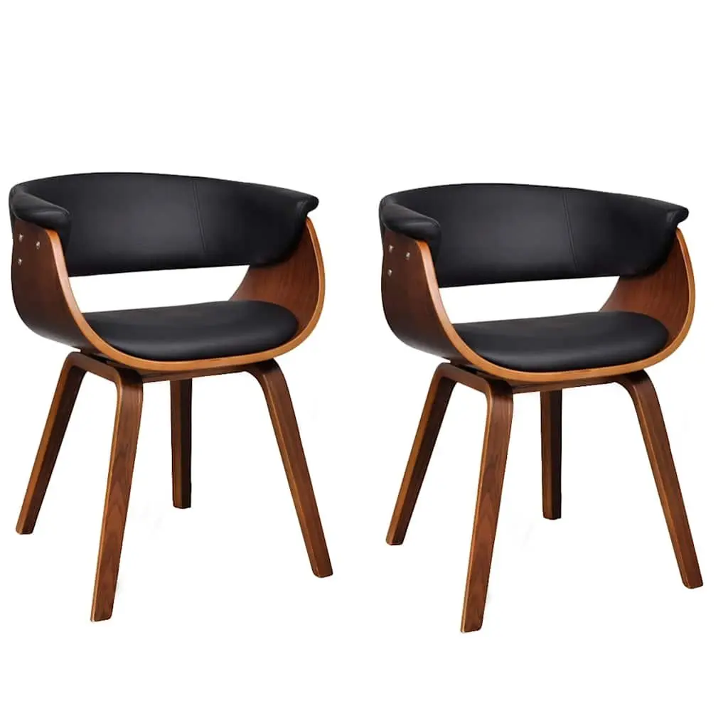 Dining Chairs 2 pcs Bent Wood Frame Faux Leather Seat Kitchen Room Furniture