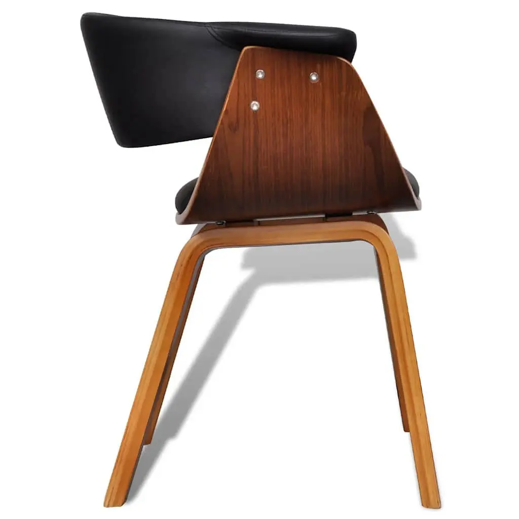 Dining Chairs 2 pcs Bent Wood Frame Faux Leather Seat Kitchen Room Furniture
