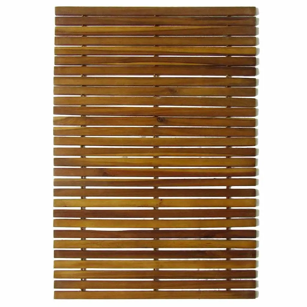 Wooden Bath Mat Brown 80 x 50 cm Non-Slip
