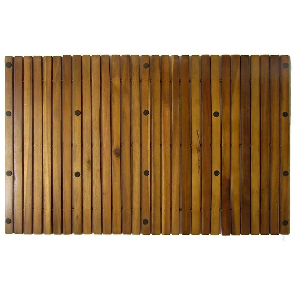 Wooden Bath Mat Brown 80 x 50 cm Non-Slip