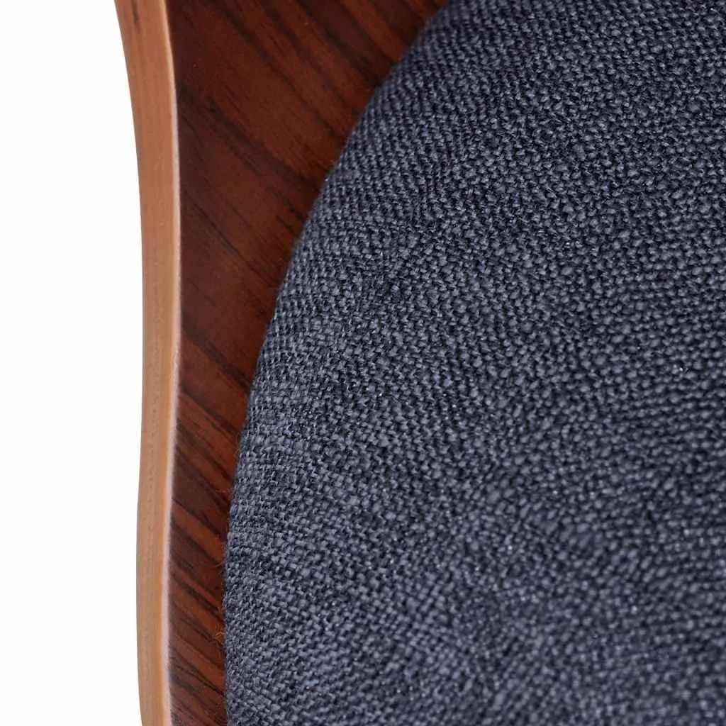 Dining Chairs Grey 4 Piece Set Bent Wood Fabric Armrest Kitchen Room Seating
