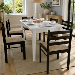 Set of 6 Dining Chairs with Solid Wood and Comfort