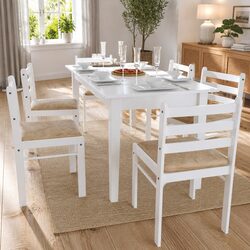 Concise Dining Chairs Set of 6 in White
