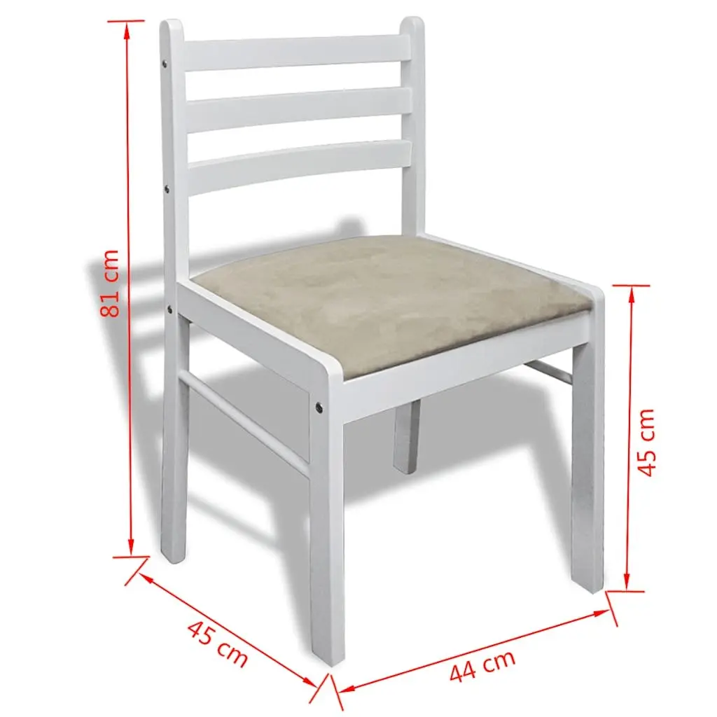 Dining Chairs White 6 Piece Padded Seat Solid Rubberwood Construction