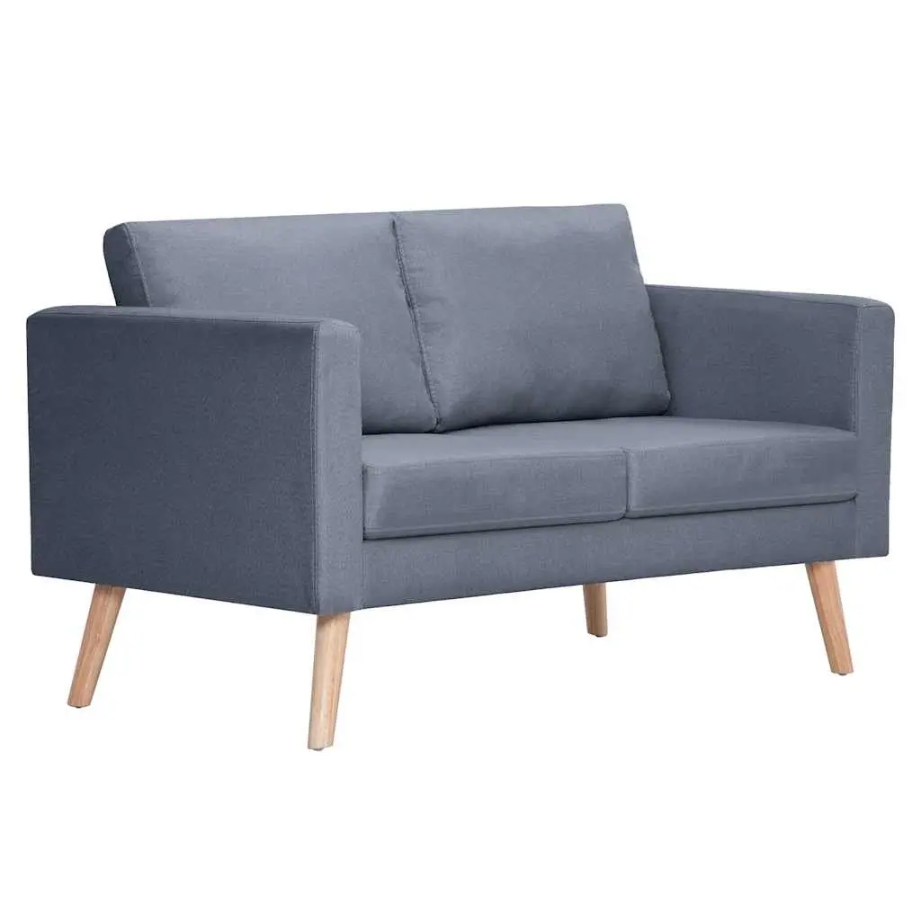 Sofa Set Grey Fabric 2-Seater 3-Seater Padded Cushions Living Room Couch