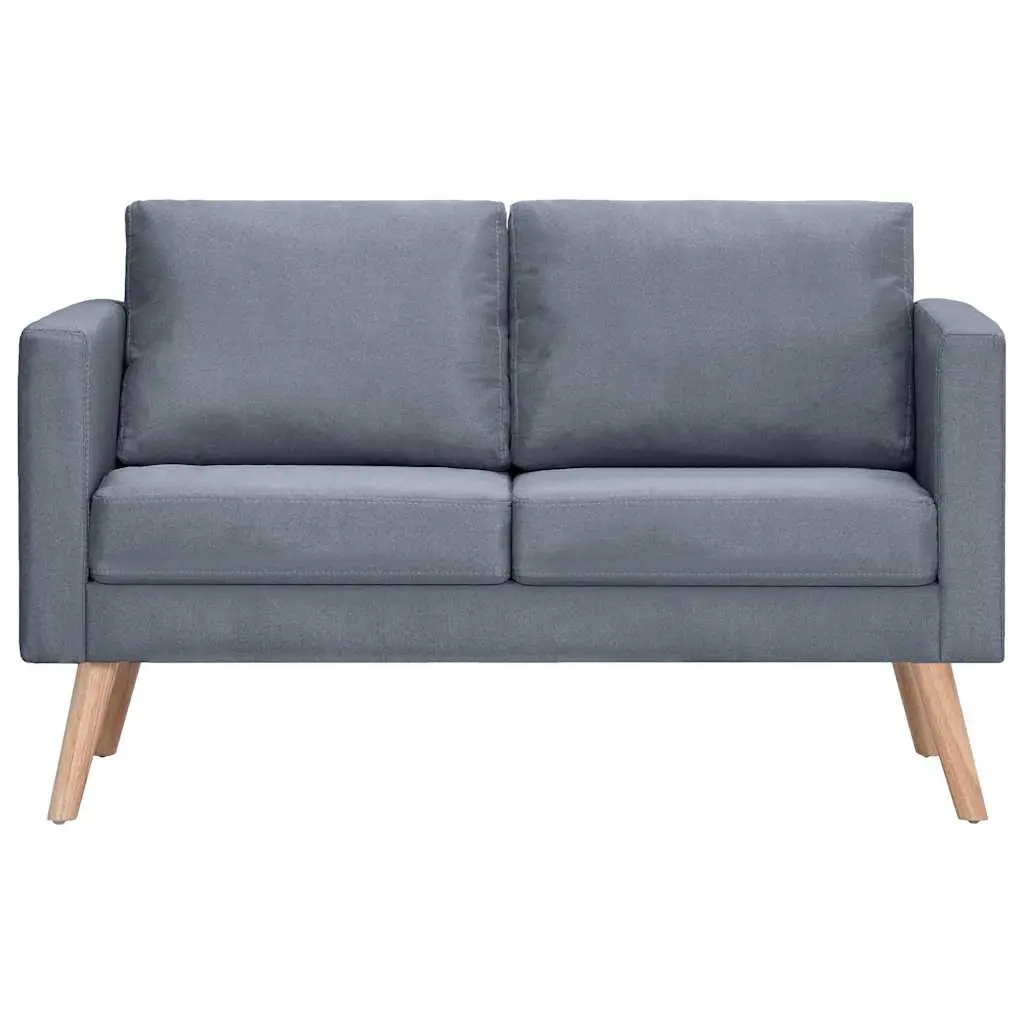 Sofa Set Grey Fabric 2-Seater 3-Seater Padded Cushions Living Room Couch