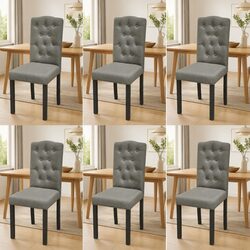 6 Grey Dining Chairs with Durable Wooden Legs