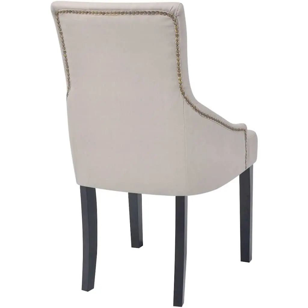 Dining Chairs Cream Fabric 4 Piece Armrest Padded Backrest