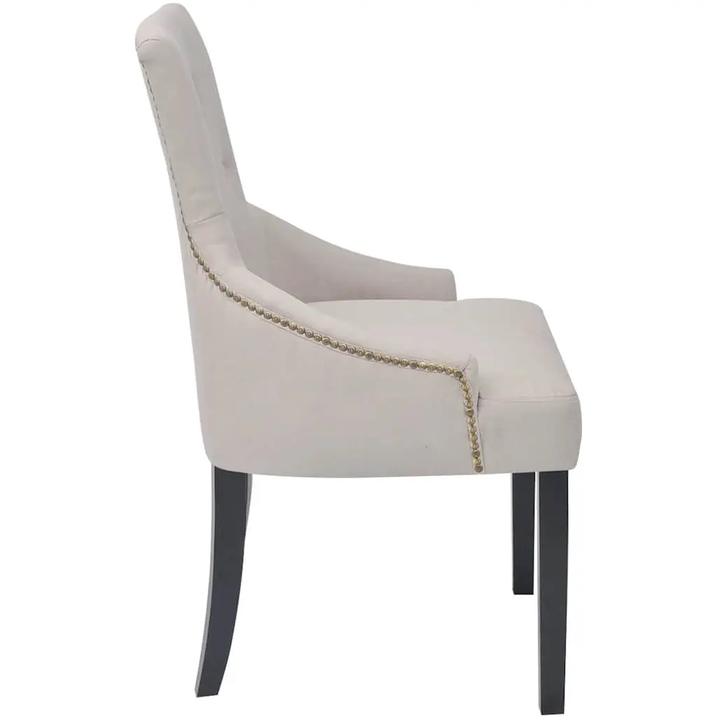 Dining Chairs Cream Fabric 4 Piece Armrest Padded Backrest