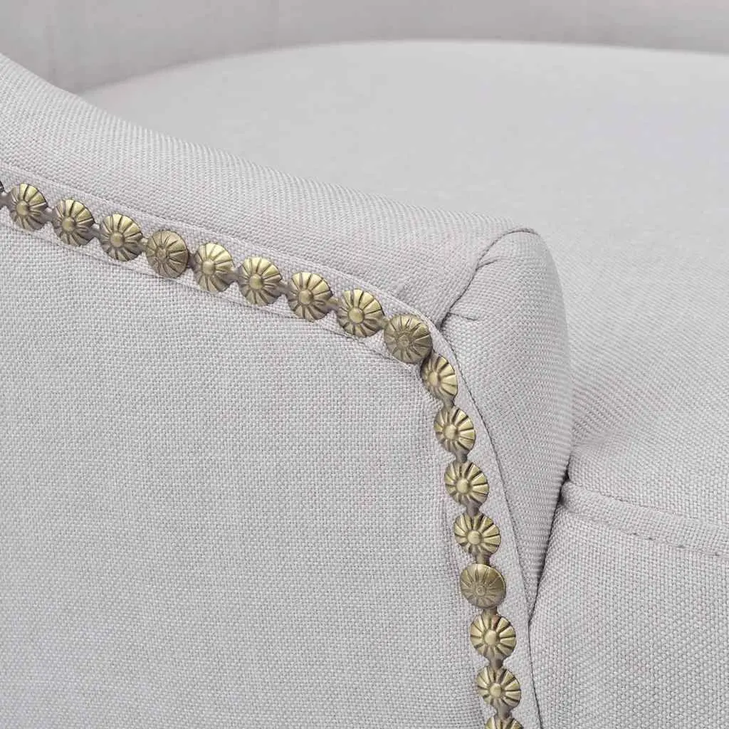 Dining Chairs Cream Fabric 6 Piece Padded Armrests