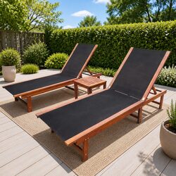 Compact Acacia Sun Lounger Set with Table