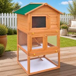 3-Level Wooden Hutch for Small Pets