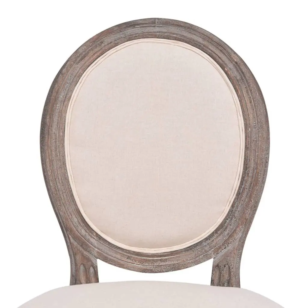 Dining Chairs Set of 6 Cream Linen Upholstered Foam Padded Wooden Frame Kitchen