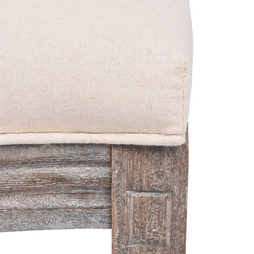 Dining Chairs Set of 6 Cream Linen Upholstered Foam Padded Wooden Frame Kitchen