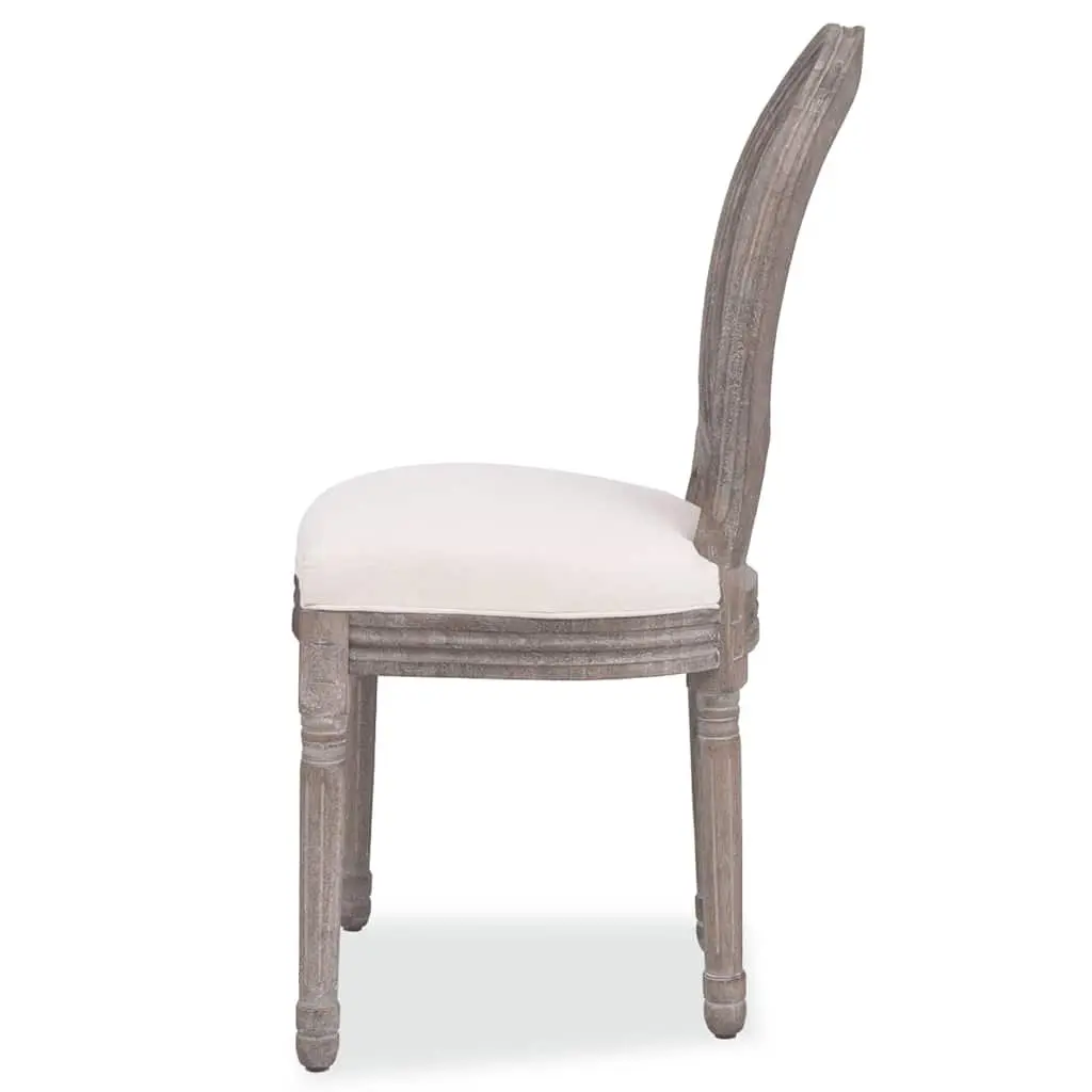 Dining Chairs Set of 6 Cream Fabric Rattan Backrest Wooden Frame Kitchen Seating
