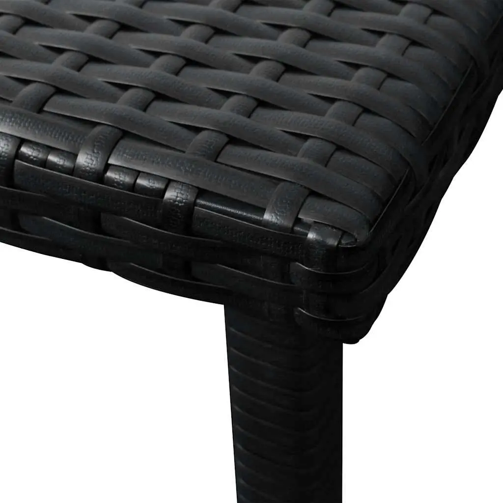 Sun Loungers Black 2 Piece Set with Side Table Poly Rattan Outdoor Garden Beach