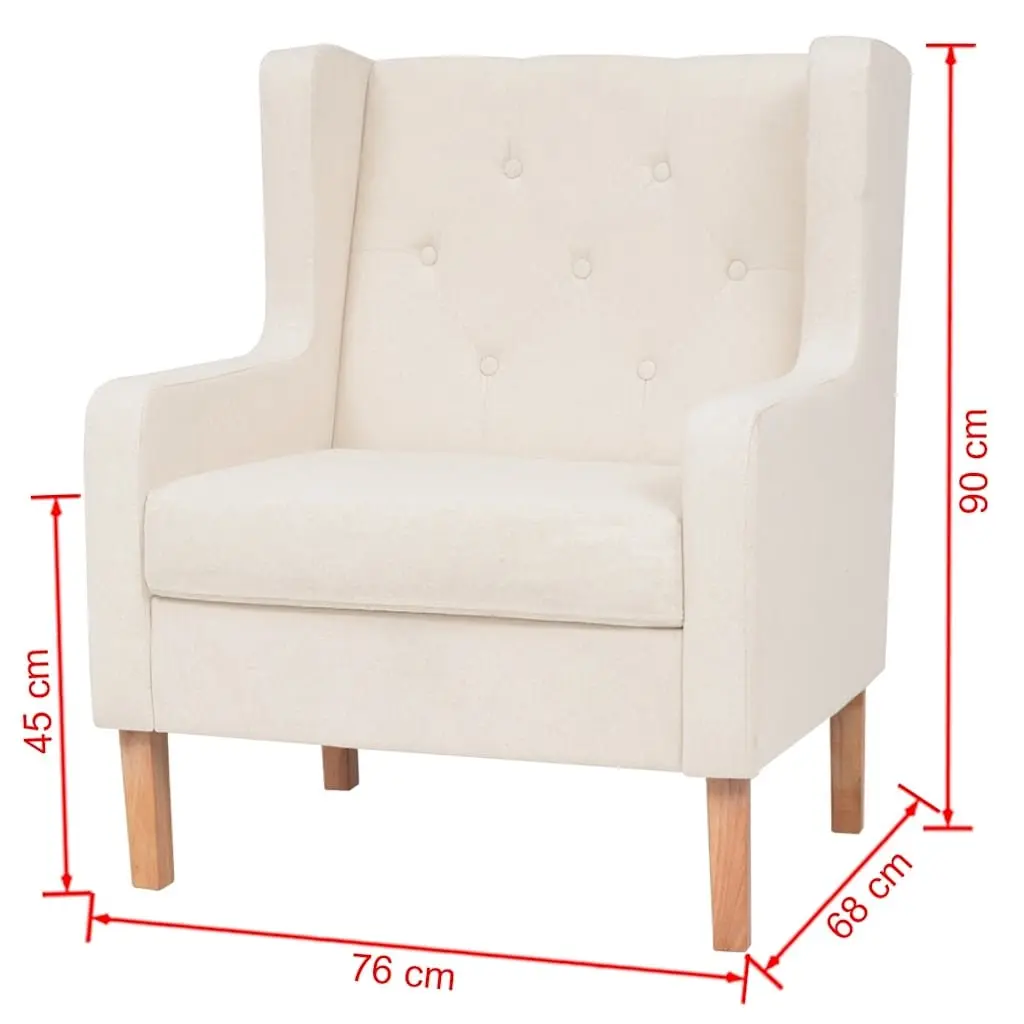 2-Piece Sofa Set White Polyester Fabric Foam Padded Seating Solid Wooden Frame