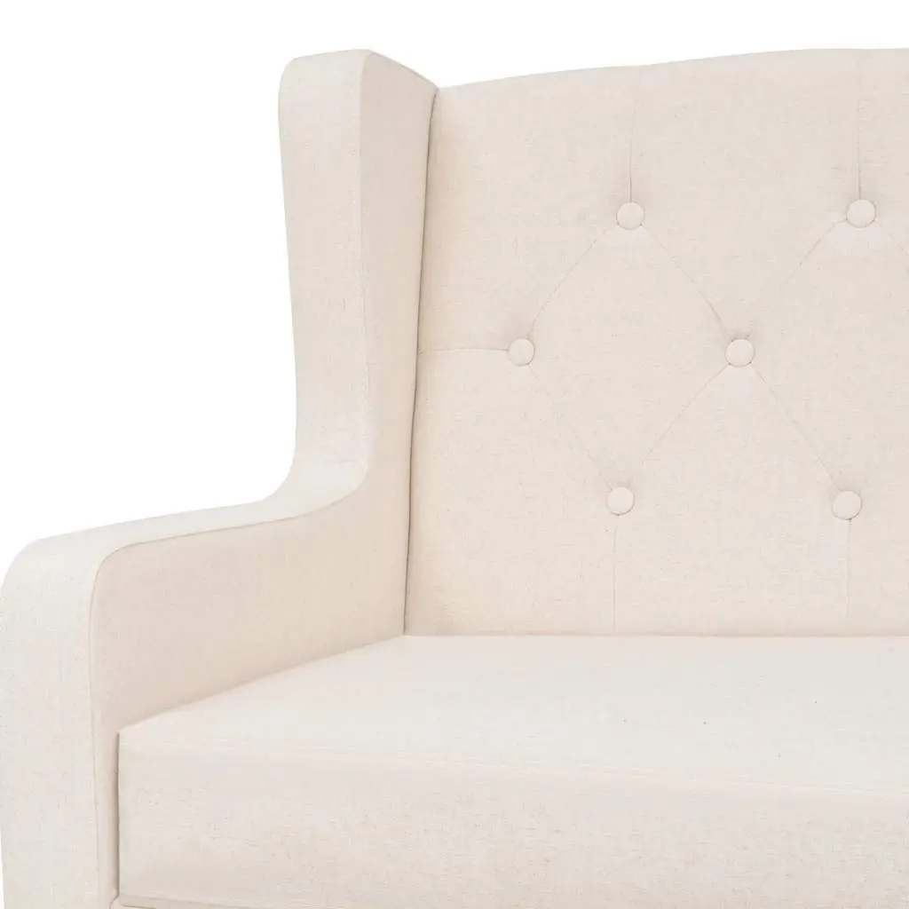 Fabric Sofa Set White 2 Piece Upholstered Soft Foam Padding Solid Wooden Frame