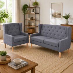 Compact Grey Fabric Sofa Set for Your Home
