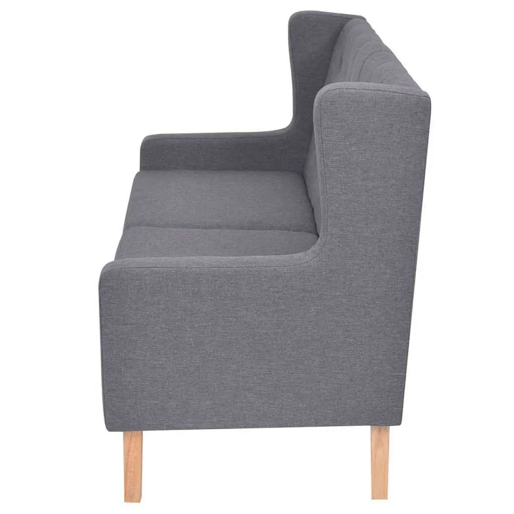 2-Piece Sofa Set Grey Fabric Armchair 2-Seater Foam Padded Solid Wooden Frame