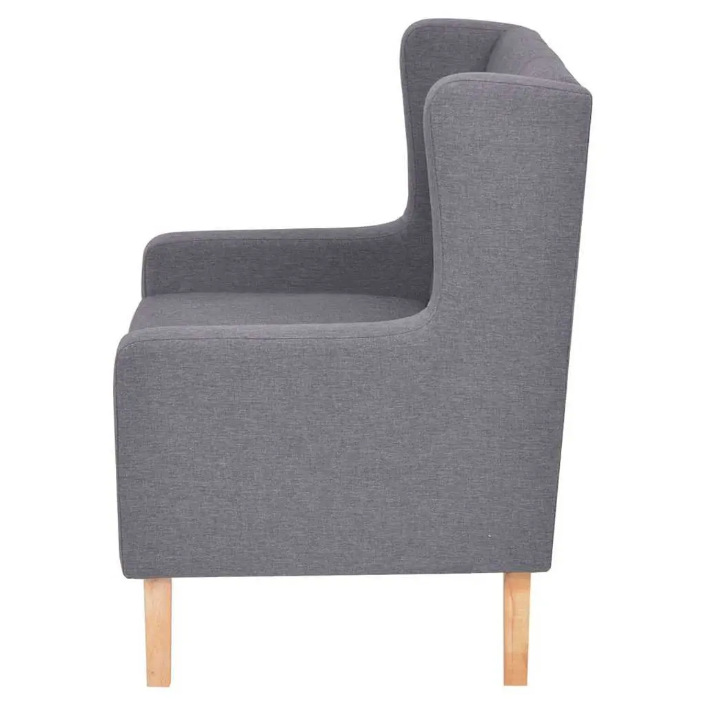 2-Piece Sofa Set Grey Fabric Armchair 2-Seater Foam Padded Solid Wooden Frame
